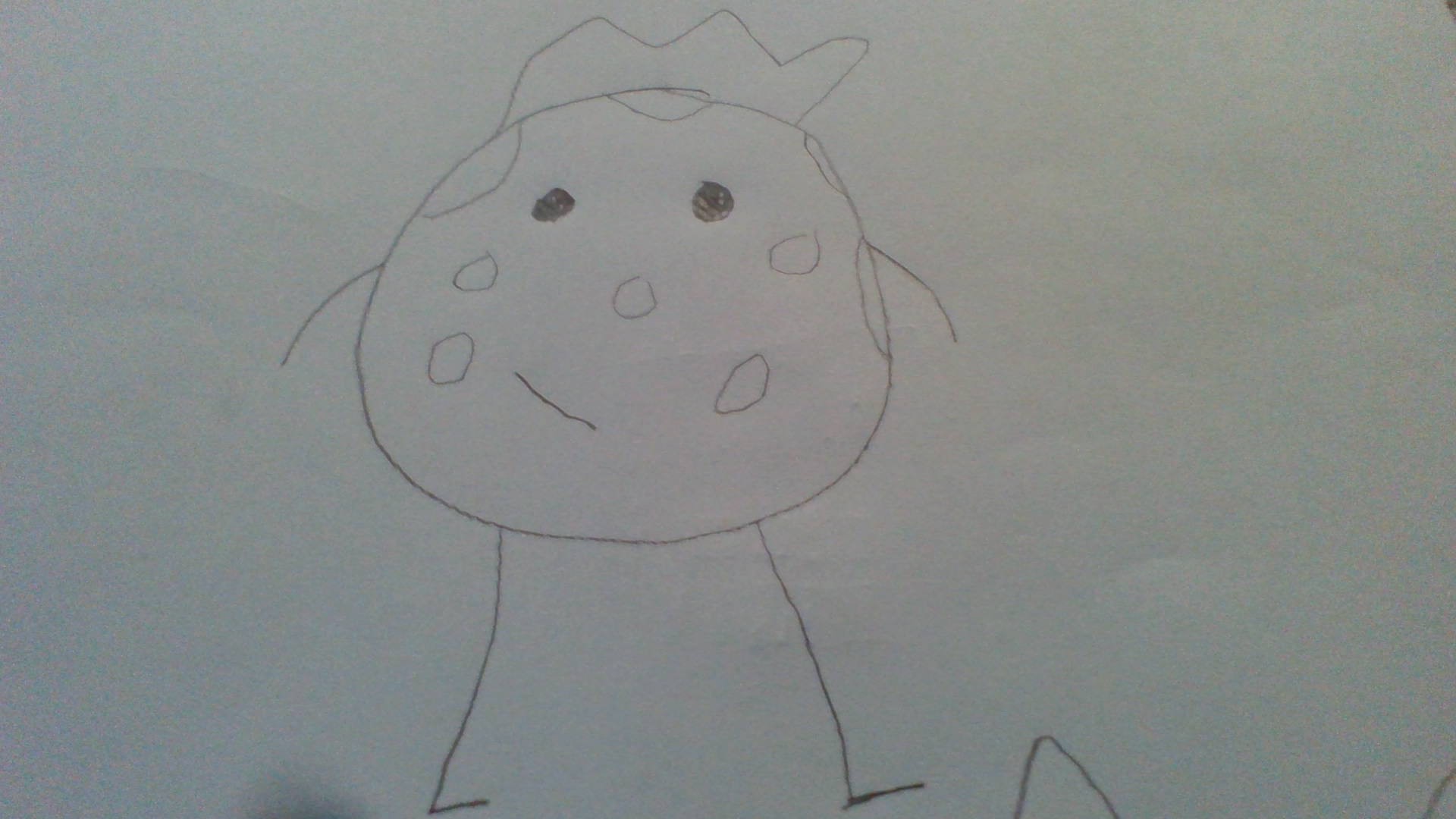 Hand drawn picture of a flamey asteroid