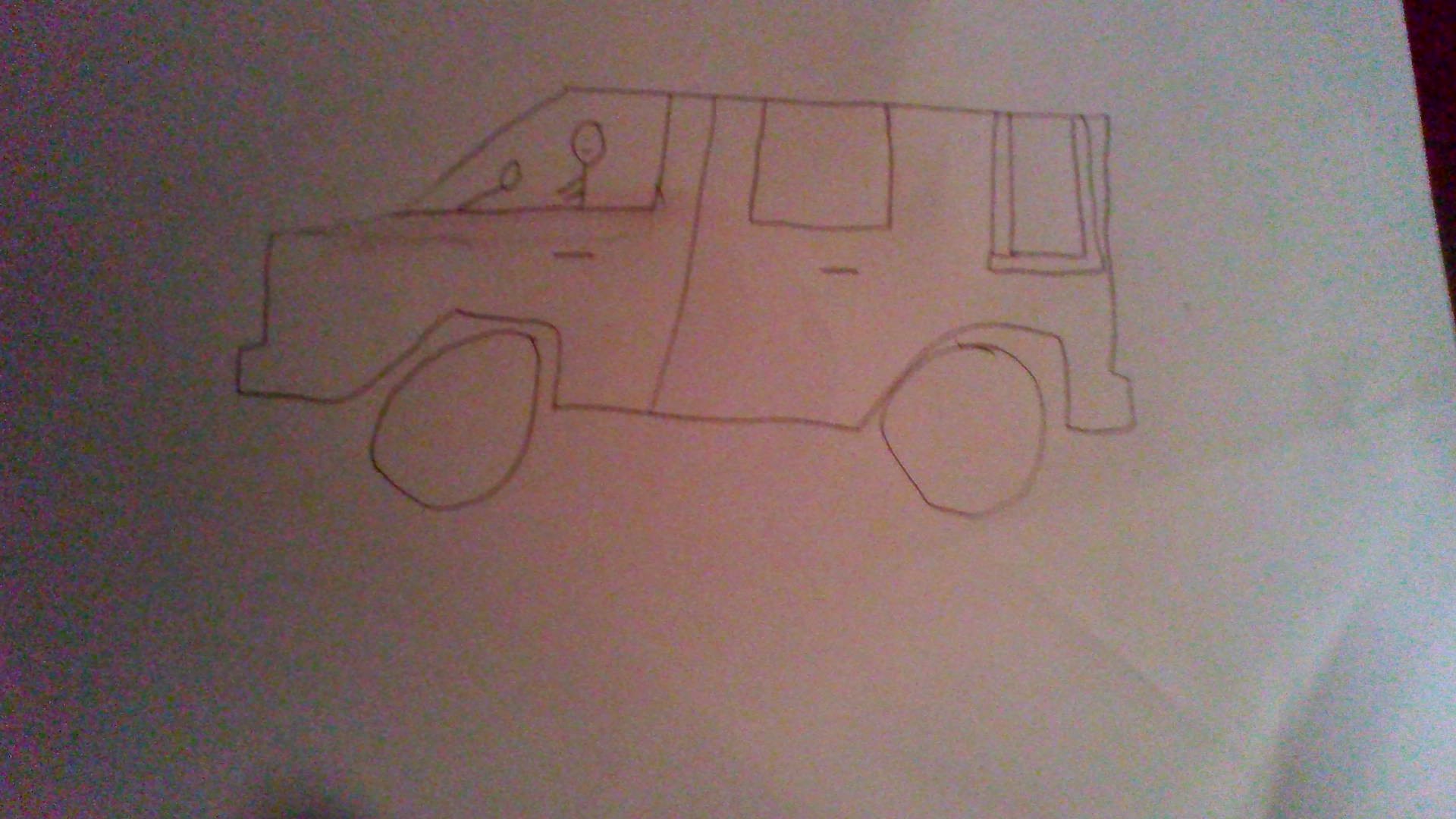 Hand drawn picture of a car 